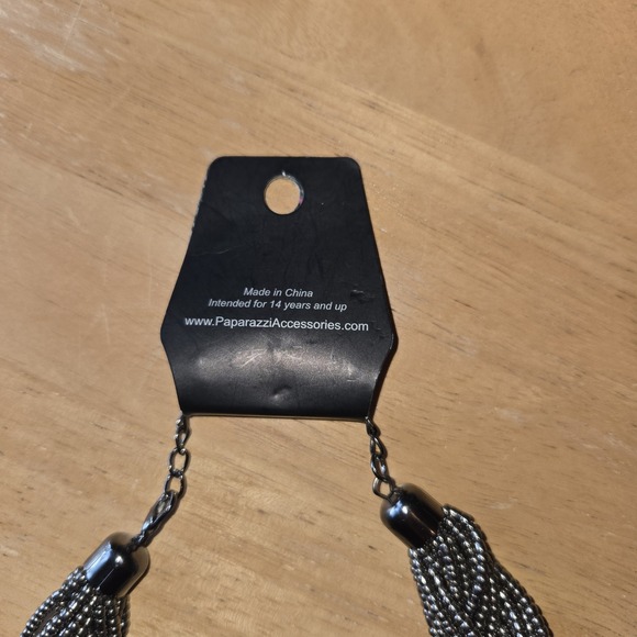 Paparazzi Silver Beaded Braided Statement Necklace - Picture 4 of 5